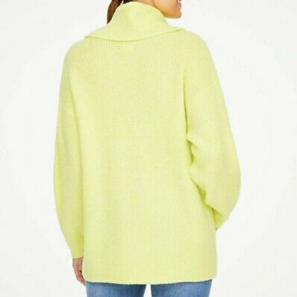 Ann Taylor LOFT Outlet Lounge Oversized Cowl Neck Sweater Neon Lemon - Picture 2 of 8